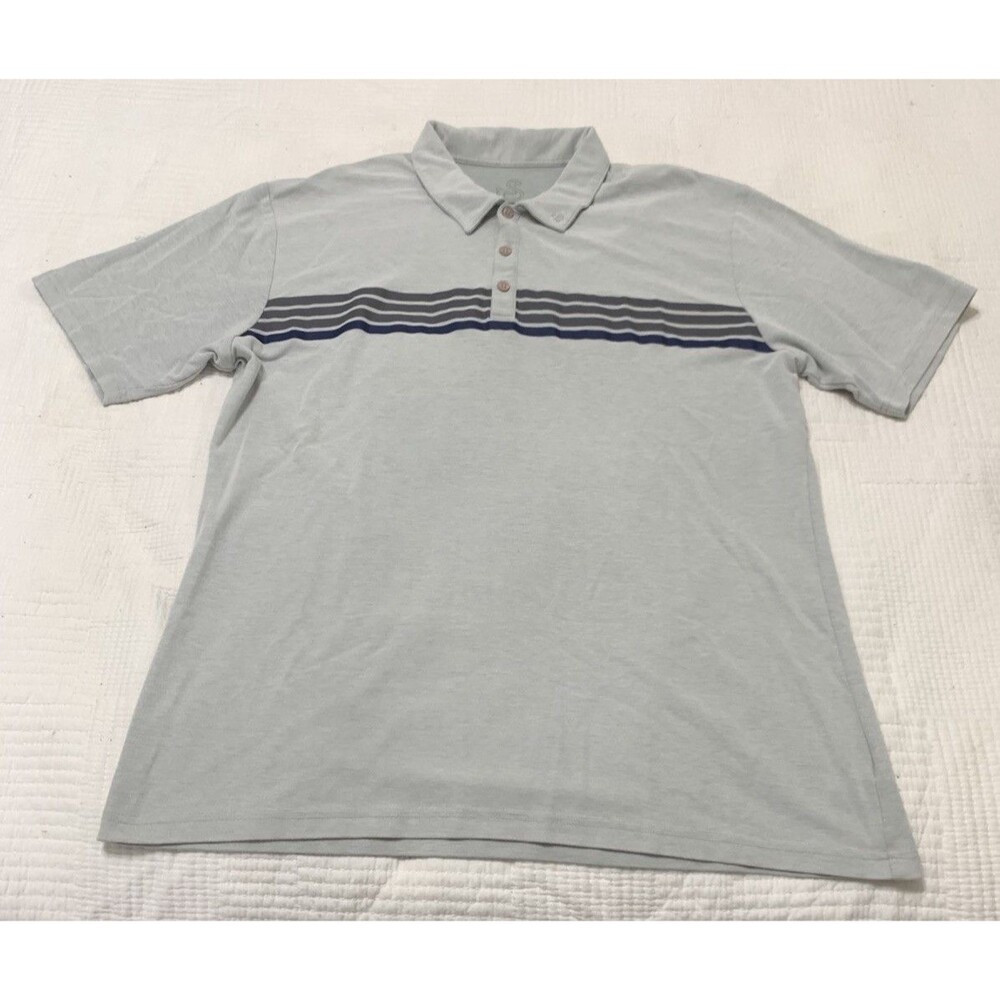 Swannies Mens 2XL Golf Polo Shirt Gray Striped Performance Stretch Short Sleeve